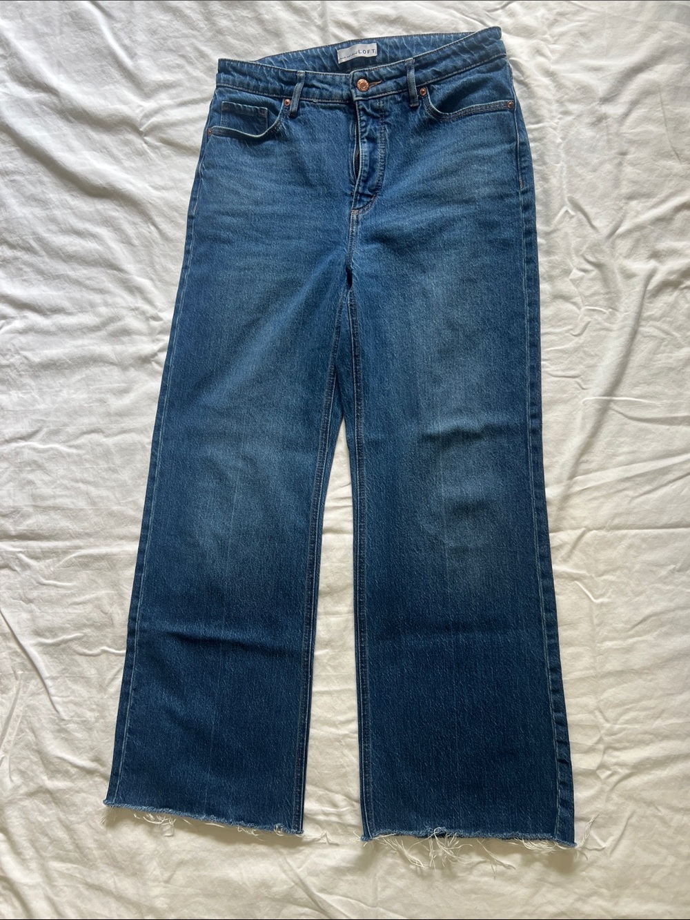 LOFT Dark Blue Wide-Leg High-Rise Jeans 27/4